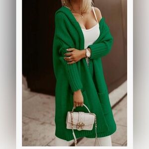 Womens Long Cardigans Cable Knitted Open Oversized Hooded (choose size/ color